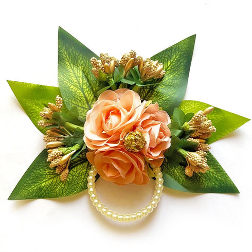 Peach Handmade Artificial 3 Flowers & Pollen Bunch Pack of 6 & 12 | Trousseau Packing | Craft Shop India