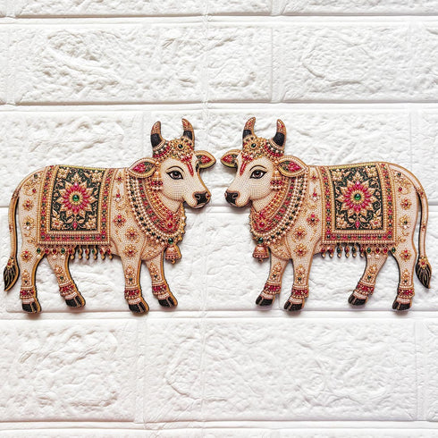Kamdhenu Cow Printed MDF Cutout Pack of 4 | 6 Inch | DIY Decoration, Toran & Bandhanwar | Craft Shop India