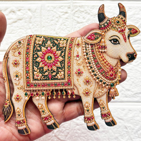 Kamdhenu Cow Printed MDF Cutout Pack of 4 | 6 Inch | DIY Decoration, Toran & Bandhanwar | Craft Shop India