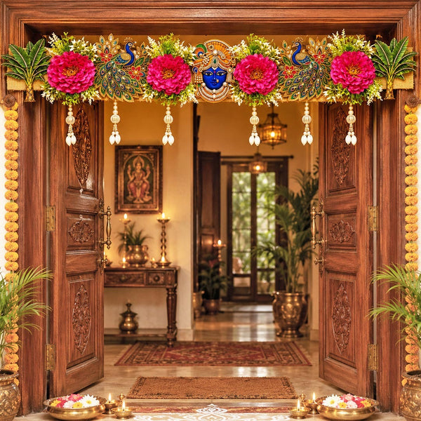 Pink Shrinathji D2 Multicolor Toran Bandhanwar for Door Entrance | 40 Inch | Craft Shop India
