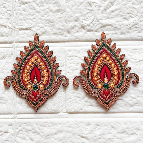 Drop Shape Patch Printed MDF Cutout Pack of 10 | 3 Inch | DIY Decoration, Toran & Bandhanwar | Craft Shop India