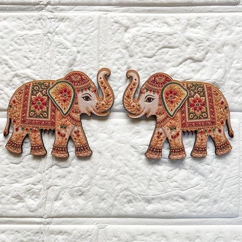 Beaded Elephant Printed MDF Cutout Pack of 10 | DIY Decoration, Toran & Bandhanwar | Craft Shop India