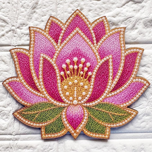 Beaded Lotus Printed MDF Cutout Pack of 10 | DIY Decoration, Toran & Bandhanwar | Craft Shop India