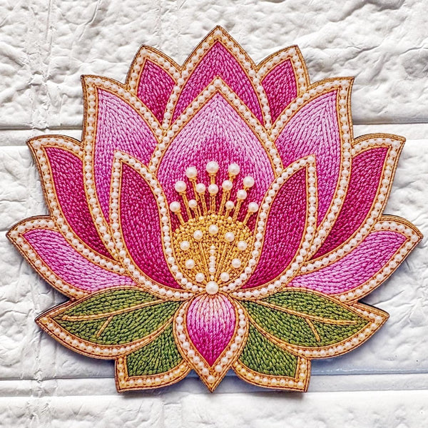 Beaded Lotus Printed MDF Cutout Pack of 10 | DIY Decoration, Toran & Bandhanwar | Craft Shop India