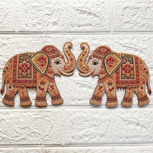 Beaded Elephant Printed MDF Cutout Pack of 10 | DIY Decoration, Toran & Bandhanwar | Craft Shop India