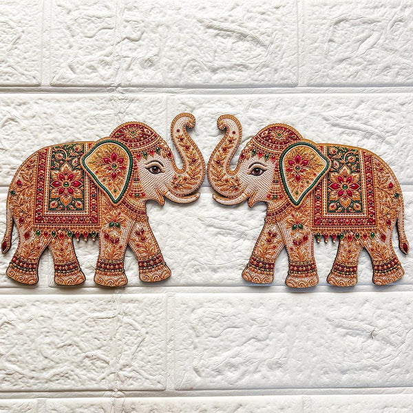Beaded Elephant Printed MDF Cutout Pack of 10 | DIY Decoration, Toran & Bandhanwar | Craft Shop India