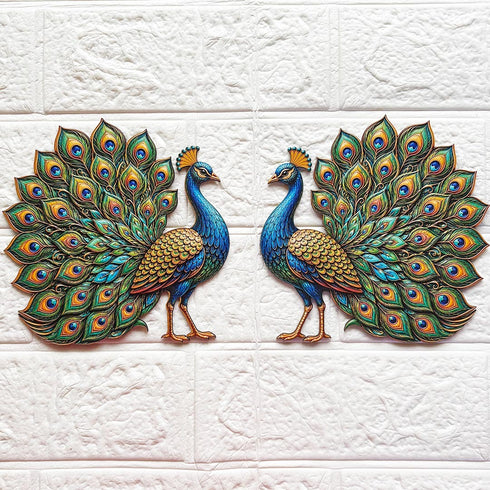 Peacock Printed MDF Cutout Pack of 4 | 6 Inch | DIY Decoration, Toran & Bandhanwar | Craft Shop India