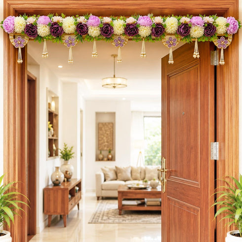Purple Blossom Pearl Toran for Main Door, Mandir & Home Décor | 40 Inch | Craft Shop India