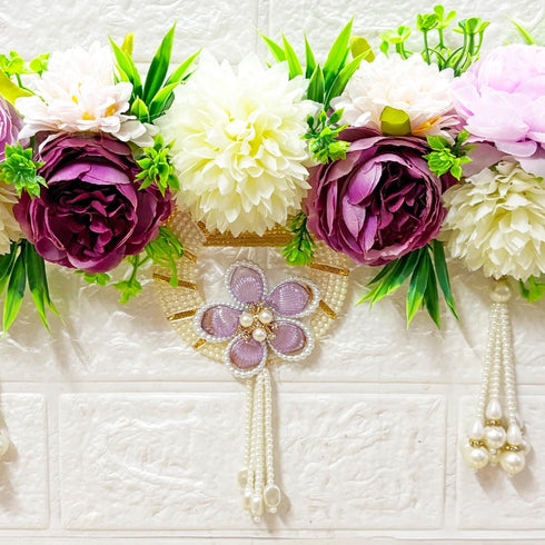 Purple Blossom Pearl Toran for Main Door, Mandir & Home Décor | 40 Inch | Craft Shop India