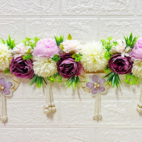Purple Blossom Pearl Toran for Main Door, Mandir & Home Décor | 40 Inch | Craft Shop India
