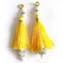 Yellow Silk Hanging Tassels with Silver Cutdana Beads for Saree Pallu, Blouse, Lehenga, Dupatta, DIY Art & Craft Decoration | Pack of 10 | Craft Shop India