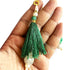 Green Silk Hanging Tassels with Silver Cutdana Beads for Saree Pallu, Blouse, Lehenga, Dupatta, DIY Art & Craft Decoration | Set of 10 | Craft Shop India