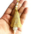 Golden Silk Hanging Tassels with Silver Cutdana Beads for Saree Pallu, Blouse, Lehenga, Dupatta, DIY Craft & Decoration | Pack of 10 | Craft Shop India
