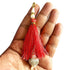 Red Silk Hanging Tassels with Silver Cutdana Beads for Saree Pallu, Blouse, Lehenga, Dupatta, DIY Craft & Decoration | Pack of 10 | Craft Shop India