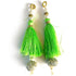Parrot Green Silk Hanging Tassels with Silver Cutdana Beads for Saree Pallu, Blouse, Lehenga, Dupatta, DIY Art & Craft Decoration | Pack of 10 | Craft Shop India