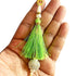 Parrot Green Silk Hanging Tassels with Silver Cutdana Beads for Saree Pallu, Blouse, Lehenga, Dupatta, DIY Art & Craft Decoration | Pack of 10 | Craft Shop India