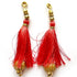 Carrot Red Silk Hanging Tassels with Golden Cutdana Beads for Saree Pallu, Blouse, Lehenga, Dupatta, DIY Art & Craft Decoration | Pack of 10 | Craft Shop India