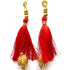 Bright Red Silk Hanging Tassels with Golden Cutdana Beads for Saree Pallu, Blouse, Lehenga, Dupatta, DIY Art & Craft Decoration | Pack of 10 | Craft Shop India
