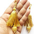 Golden Silk Hanging Tassels with Golden Cutdana Beads for Saree Pallu, Blouse, Lehenga, Dupatta, DIY Art & Craft Decoration | Pack of 10 | Craft Shop India