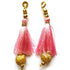 Baby Pink Silk Hanging Tassels with Golden Cutdana Beads for Saree Pallu, Blouse, Lehenga, Dupatta, DIY Art & Craft Decoration | Pack of 10 | Craft Shop India