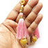 Baby Pink Silk Hanging Tassels with Golden Cutdana Beads for Saree Pallu, Blouse, Lehenga, Dupatta, DIY Art & Craft Decoration | Pack of 10 | Craft Shop India
