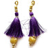 Purple Silk Hanging Tassels with Golden Cutdana Beads for Saree Pallu, Blouse, Lehenga, Dupatta, DIY Art & Craft Decoration | Pack of 10 | Craft Shop India