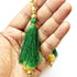 Green Silk Hanging Tassels with Golden Cutdana Beads for Saree Pallu, Blouse, Lehenga, Dupatta, DIY Art & Craft Decoration | Pack of 10 | Craft Shop India