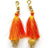 Orange Silk Hanging Tassels with Golden Cutdana Beads for Saree Pallu, Blouse, Lehenga, Dupatta, DIY Art & Craft Decoration | Pack of 10 | Craft Shop India