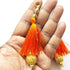 Orange Silk Hanging Tassels with Golden Cutdana Beads for Saree Pallu, Blouse, Lehenga, Dupatta, DIY Art & Craft Decoration | Pack of 10 | Craft Shop India