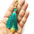 Sea Green Silk Hanging Tassels with Golden Cutdana Beads for Saree Pallu, Blouse, Lehenga, Dupatta, DIY Art & Craft Decoration | Pack of 10 | Craft Shop India
