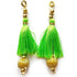 Parrot Green Silk Hanging Tassels with Golden Cutdana Beads for Saree Pallu, Blouse, Lehenga, Dupatta, DIY Art & Craft Decoration | Pack of 10 | Craft Shop India