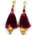 Wine / Burgundy Silk Hanging Tassels with Golden Cutdana Beads for Saree Pallu, Blouse, Lehenga, Dupatta, DIY Art & Craft Decoration | Pack of 10 | Craft Shop India