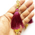 Wine / Burgundy Silk Hanging Tassels with Golden Cutdana Beads for Saree Pallu, Blouse, Lehenga, Dupatta, DIY Art & Craft Decoration | Pack of 10 | Craft Shop India