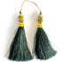 Dark Green Silk Thread Tassel Latkan with Golden Bead Cluster for Suit, Kurti, Gown, Saree, Blouse, Dupatta, Lehenga, Jewelry Making & DIY Art & Craft | Pack of 10 | Craft Shop India