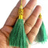 Bottle Green Silk Thread Tassel Latkan with Golden Bead Cluster for Suit, Kurti, Gown, Saree, Blouse, Dupatta, Lehenga, Jewelry & DIY Art & Craft | Pack of 10 | Craft Shop India