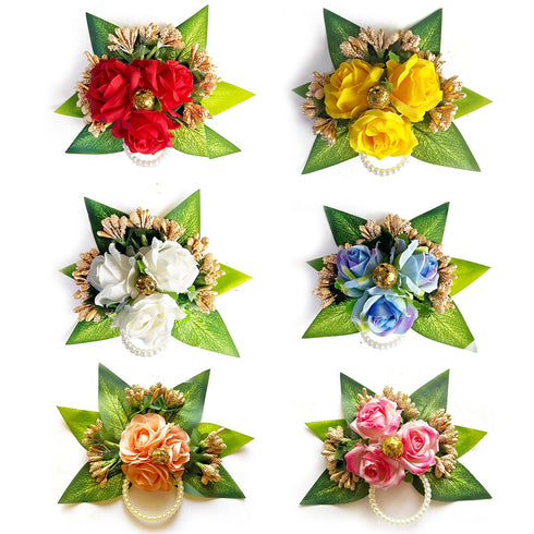 Multicolor Handmade Artificial 3 Flowers & Pollen Bunch Pack of 6 & 12 | Trousseau Packing | Craft Shop India