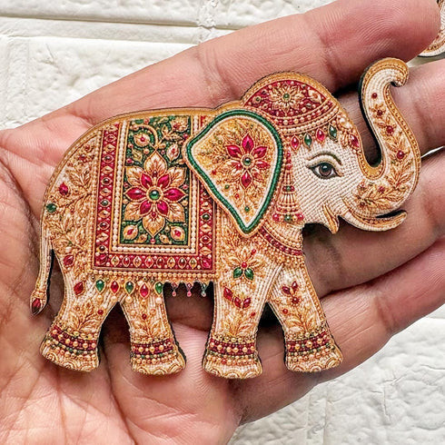 Beaded Elephant Printed MDF Cutout Pack of 10 | DIY Decoration, Toran & Bandhanwar | Craft Shop India