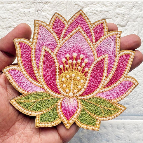 Beaded Lotus Printed MDF Cutout Pack of 10 | DIY Decoration, Toran & Bandhanwar | Craft Shop India