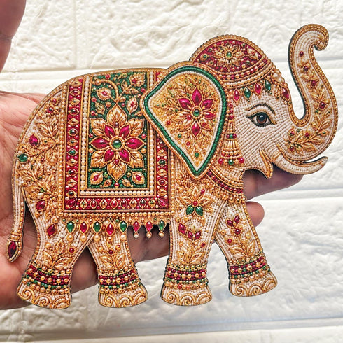 Beaded Elephant Printed MDF Cutout Pack of 10 | DIY Decoration, Toran & Bandhanwar | Craft Shop India
