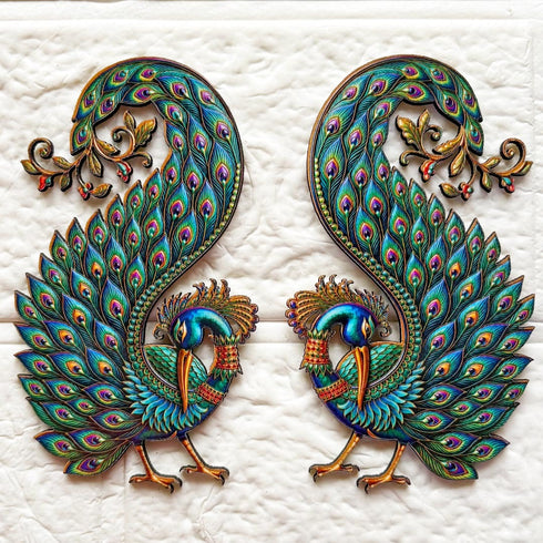 Peacock Printed MDF Cutout Pack of 10 | 4 & 6 Inch | DIY Decoration, Toran & Bandhanwar | Craft Shop India