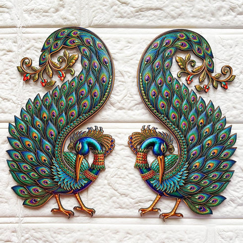 Peacock Printed MDF Cutout Pack of 10 | 4 & 6 Inch | DIY Decoration, Toran & Bandhanwar | Craft Shop India