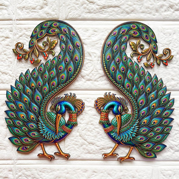 Peacock Printed MDF Cutout Pack of 10 | 4 & 6 Inch | DIY Decoration, Toran & Bandhanwar | Craft Shop India