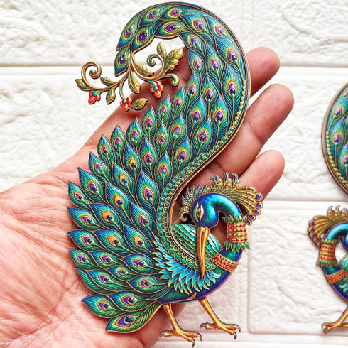 Peacock Printed MDF Cutout Pack of 10 | 4 & 6 Inch | DIY Decoration, Toran & Bandhanwar | Craft Shop India