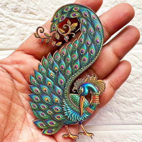 Peacock Printed MDF Cutout Pack of 10 | 4 & 6 Inch | DIY Decoration, Toran & Bandhanwar | Craft Shop India