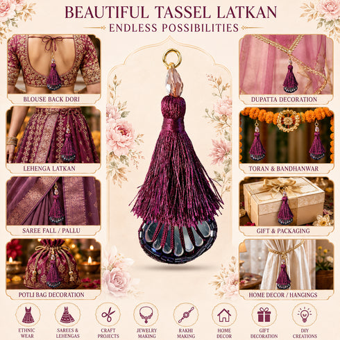 Wine Mirror Handmade Ethnic Latkan Tassel Pack of 2 for Saree, Blouse & Lehenga | Craft Shop India