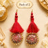 Red Mirror Work Round Latkan Tassel Set of 2 for Saree Pallu, Blouse, Dupatta & Lehenga | Craft Shop India
