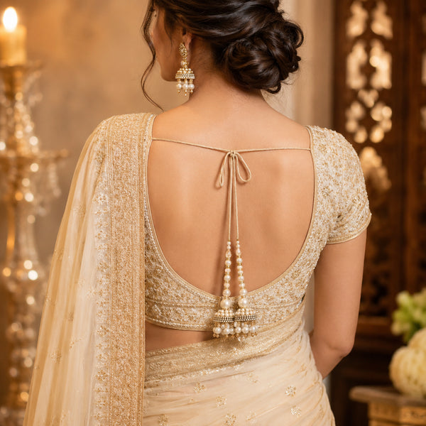 Ivory Pearl Single Jhumki Handmade Latkan Tassel Set of 2 for Saree, Blouse & Lehenga | Craft Shop India