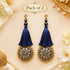 Navy Blue Mirror Work Round Latkan Tassel Set of 2 for Saree Pallu, Blouse, Dupatta & Lehenga | Craft Shop India