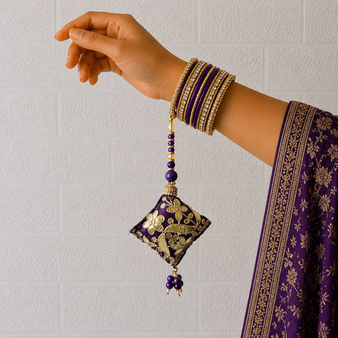 Purple Handmade Ethnic Gotapatti Latkan Tassel Set of 2 for Saree, Blouse & Lehenga | Craft Shop India
