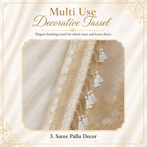 White Silk Thread Latkan Pack of 10 | Saree, Lehenga, Jewelry & DIY Embellishments | Craft Shop India